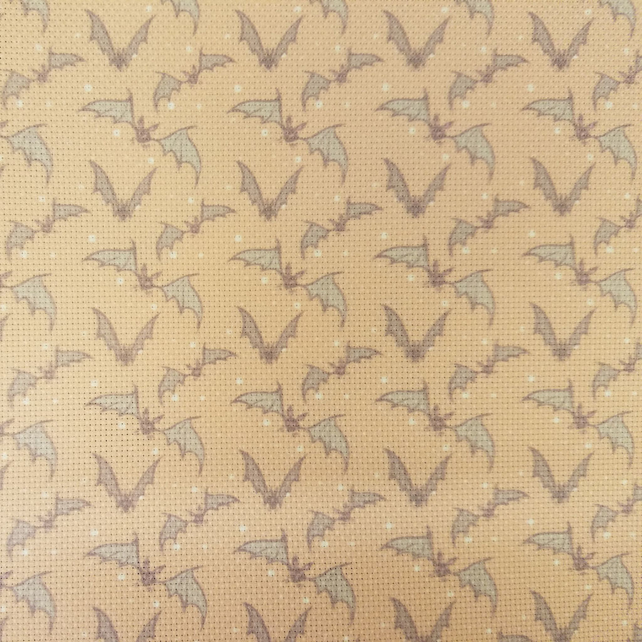 Bats On Orange Patterned Cross Stitch Fabric